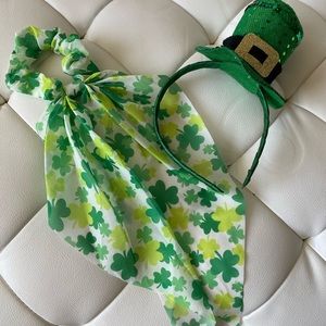 St Patrick’s Day shamrock hair scarf and mini hat